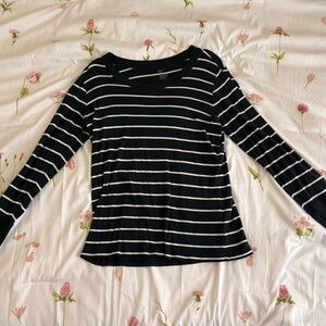Gap Navy and White Striped Long Sleeve Top